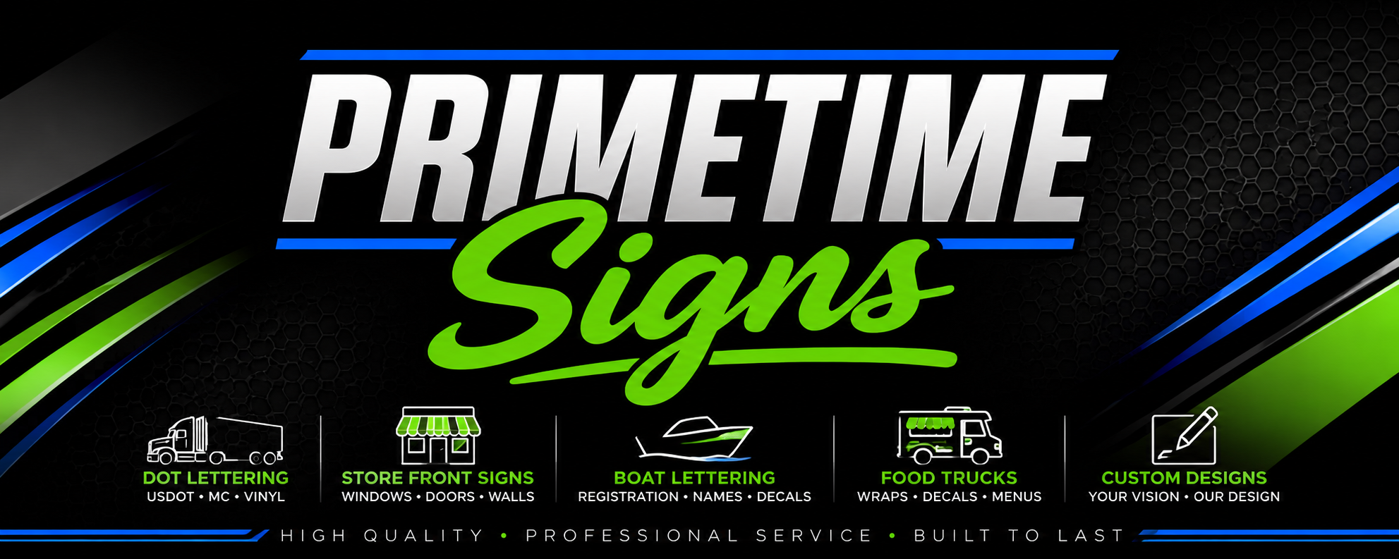 Primetime Signs services banner